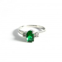 Oval Emerald Green Cubic Zirconia Ring